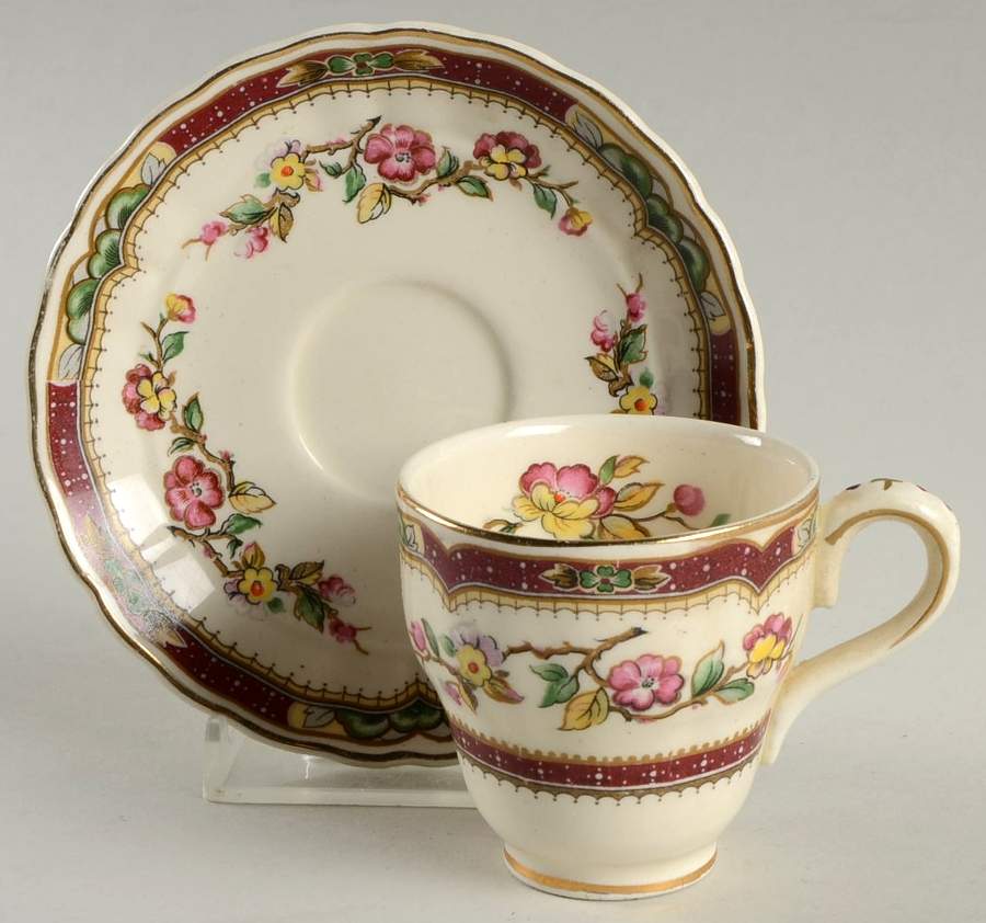Connaught Flat Demitasse Cup & Saucer Set by Grindley-1