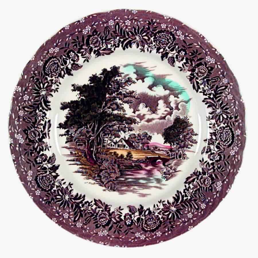 Country Style Gray Black Multicolor Dinner Plate by Grindley-1