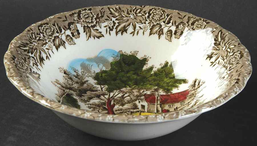 Country Style Gray Black Multicolor Coupe Cereal Bowl by Grindley-1