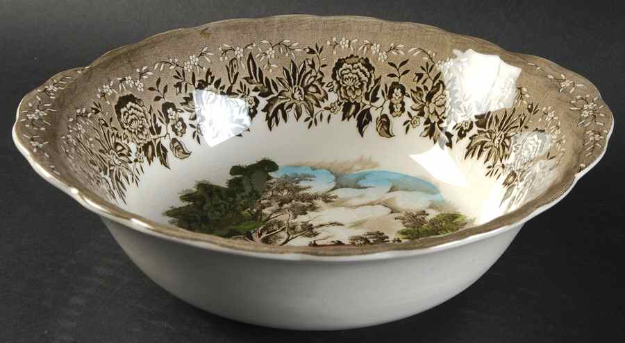 Country Style Gray Black Multicolor 8" Round Vegetable Bowl by Grindley-1