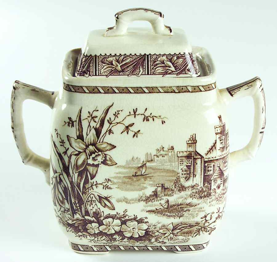 Daffodil Brown Oversize Sugar Bowl & Lid by Grindley-1
