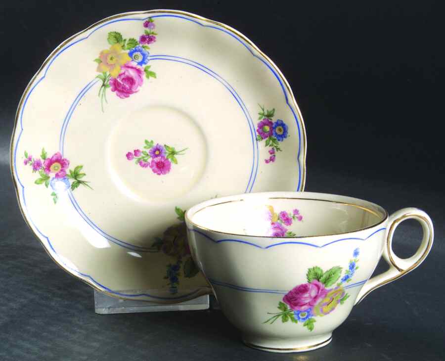 Devonshire Rose Flat Cup & Saucer Set by Grindley-1