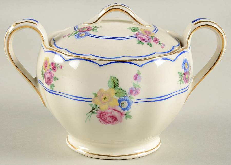 Devonshire Rose Sugar Bowl & Lid by Grindley-1