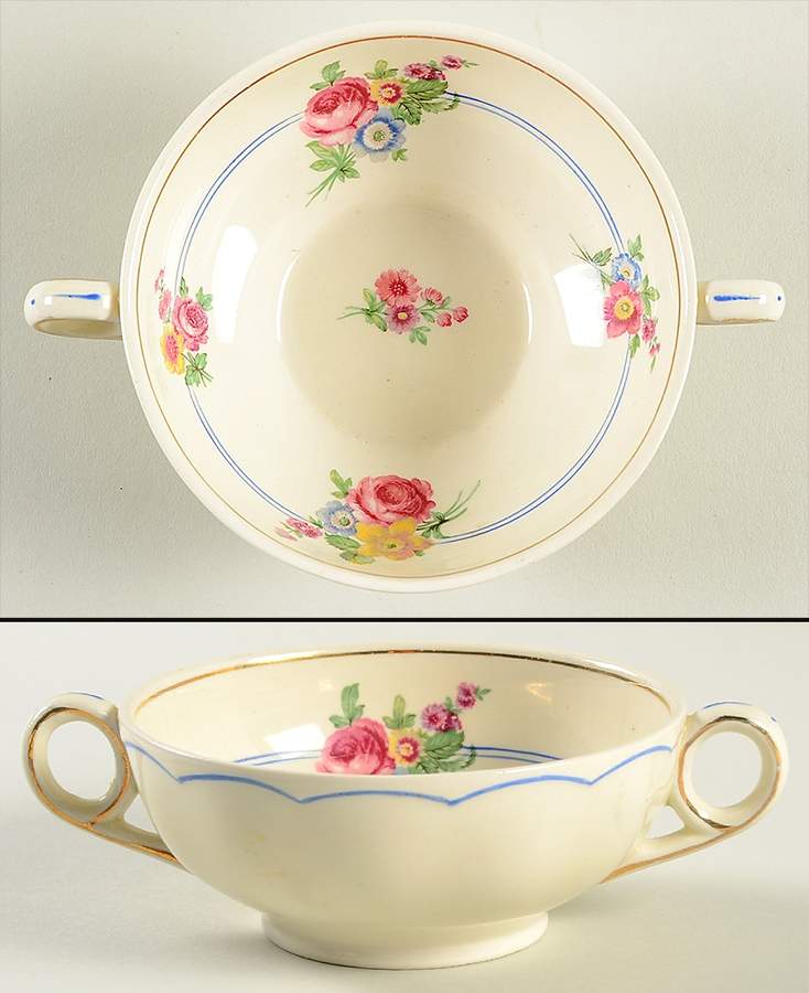 Devonshire Rose Footed Cream Soup Bowl by Grindley-1