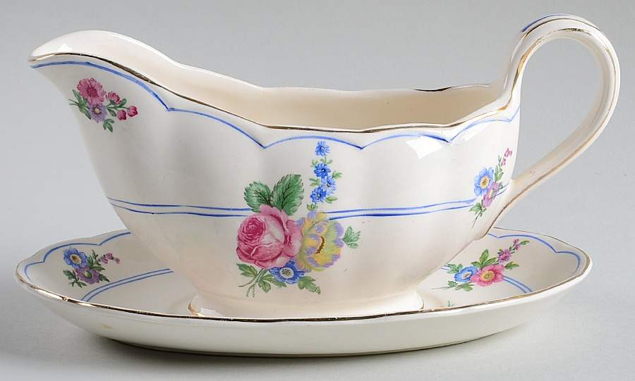 Devonshire Rose Gravy Boat & Underplate by Grindley-1
