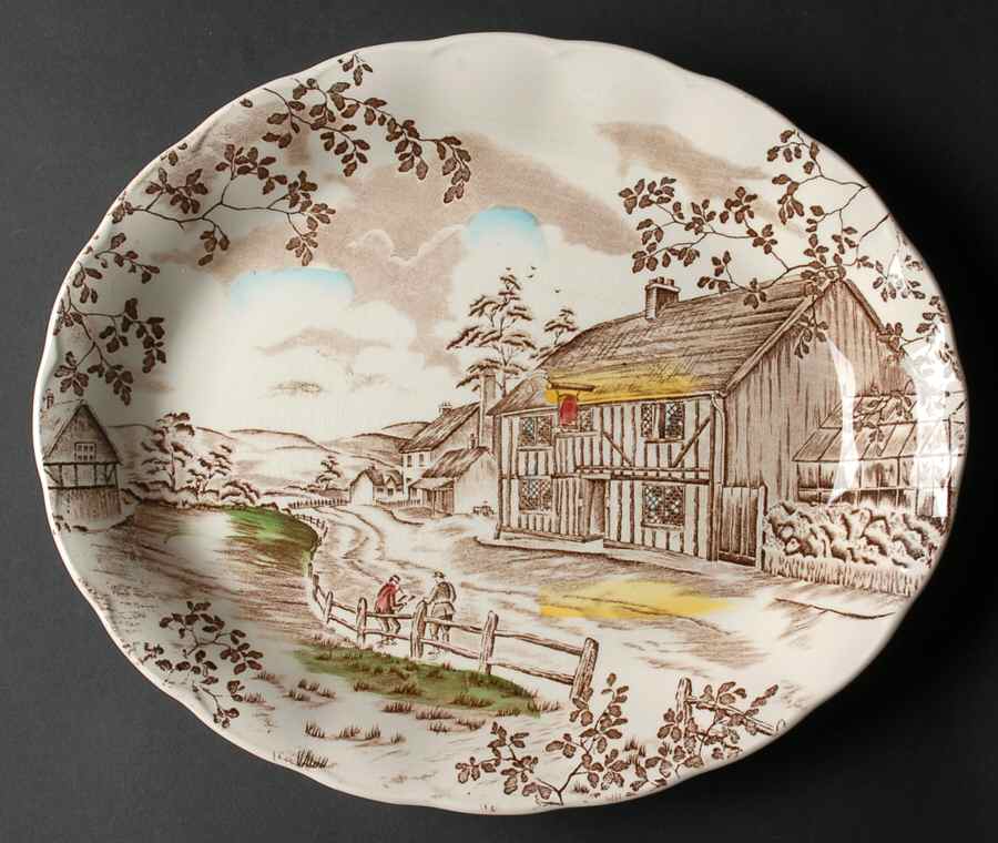 Dickens Coaching Stages 12" Oval Serving Platter by Grindley-1
