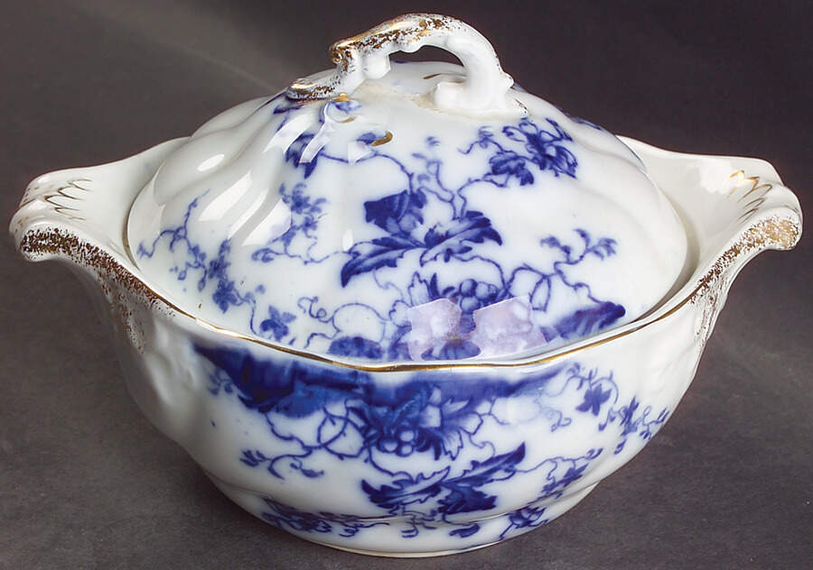 Duchess (Flow Blue) Sugar Bowl & Lid by Grindley-1