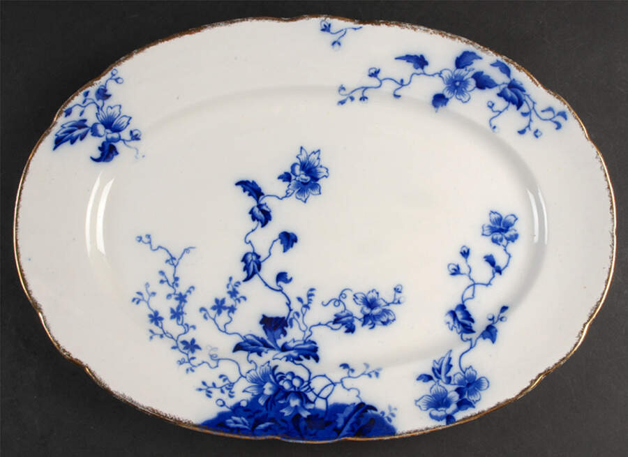 Duchess (Flow Blue) 15" Oval Serving Platter by Grindley-1