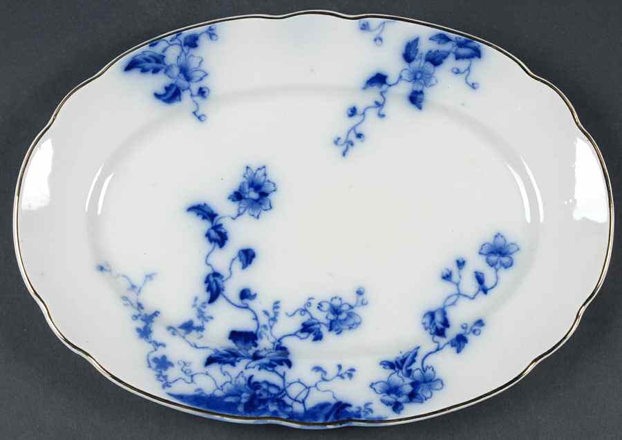 Duchess (Flow Blue) 12" Oval Serving Platter by Grindley-1