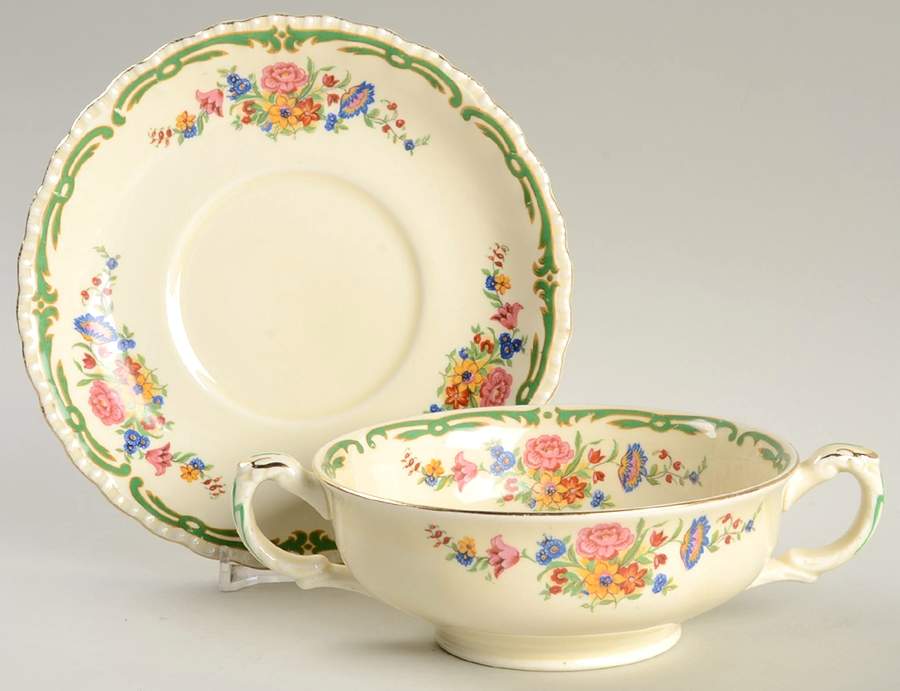 The Elsa Footed Cream Soup Bowl & Saucer Set by Grindley-1