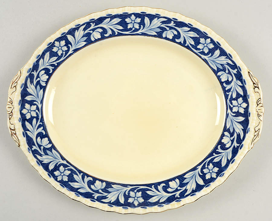 Elysian (Cream & Blue) 10" Oval Serving Platter by Grindley-1