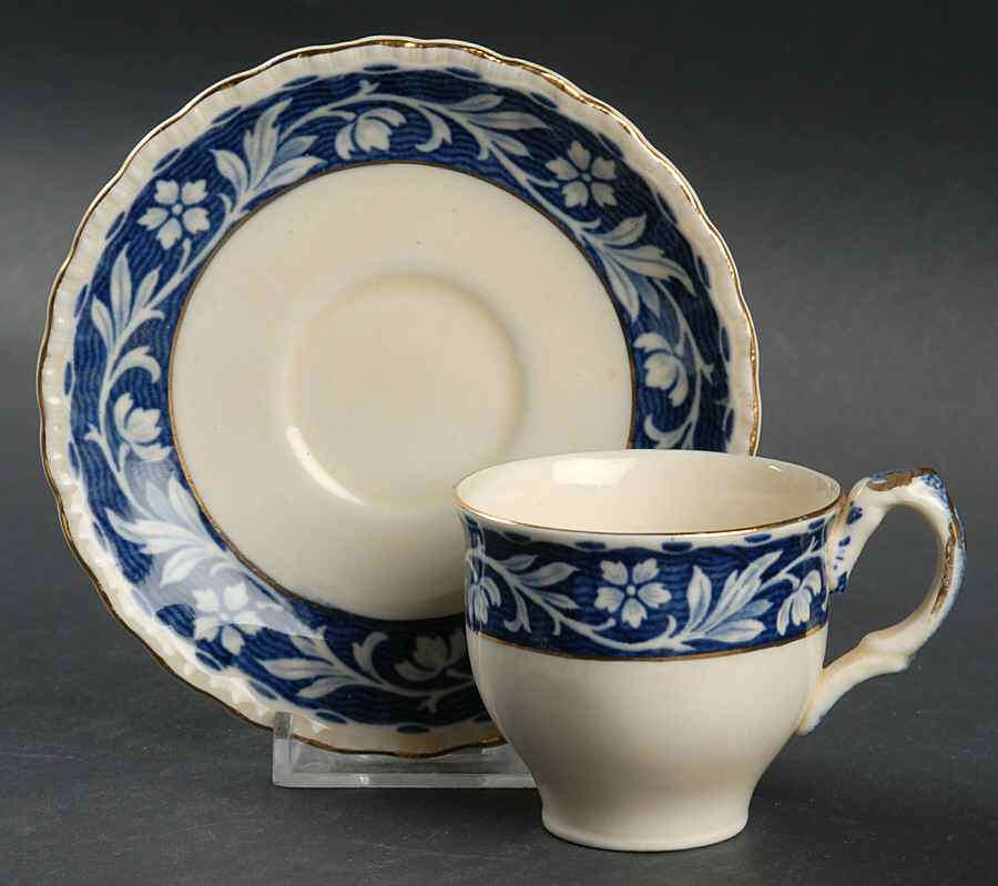 Elysian (Cream & Blue) Flat Demitasse Cup & Saucer Set by Grindley-1