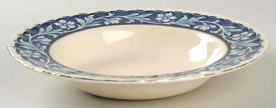 Elysian (Cream & Blue) Rim Soup Bowl by Grindley-1