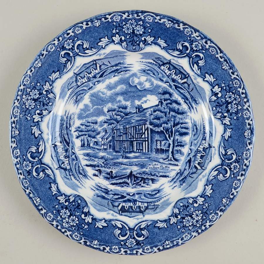 English Country Inns Blue Salad Plate by Grindley-1