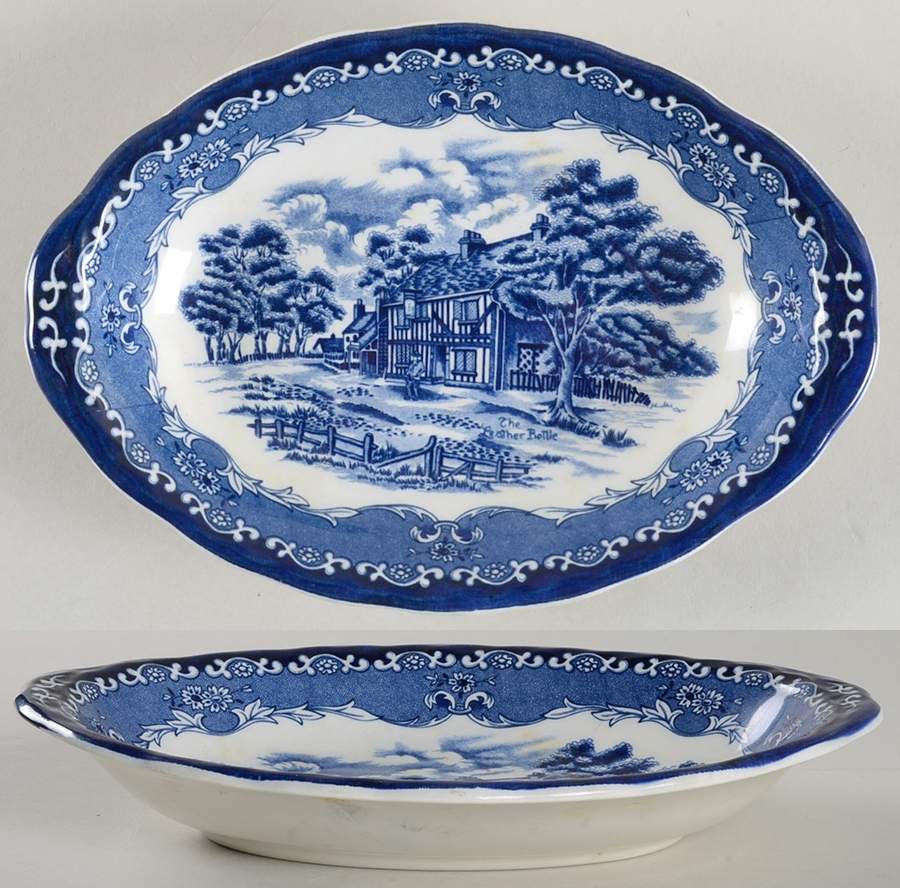 English Country Inns Blue Relish/Gravy Underplate by Grindley-1