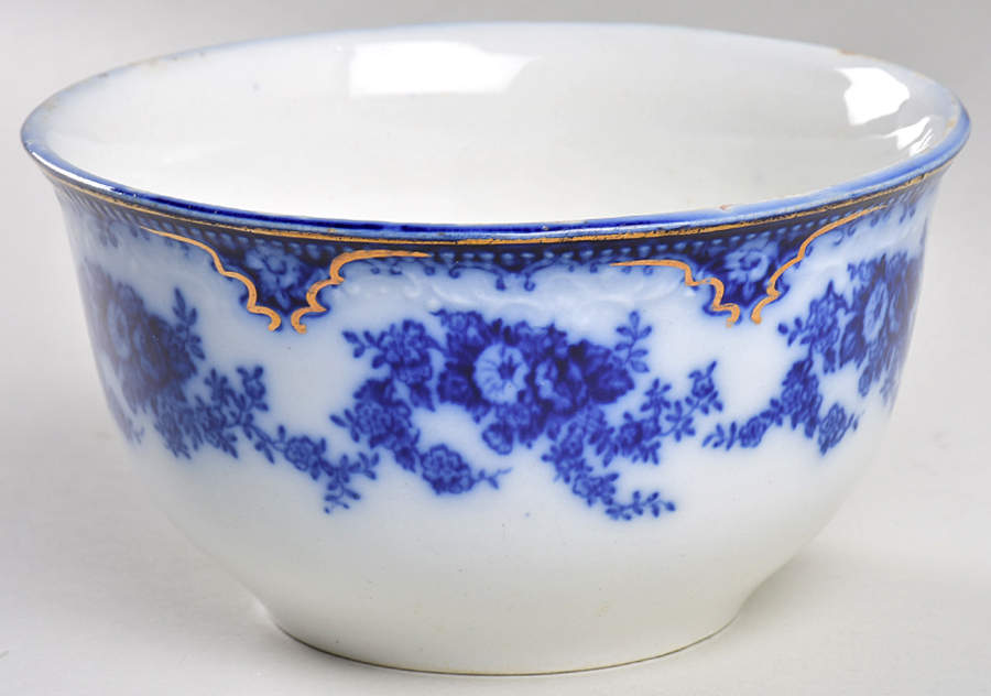 Florida (Flow Blue, Gold Trim) Cranberry Bowl by Grindley-1