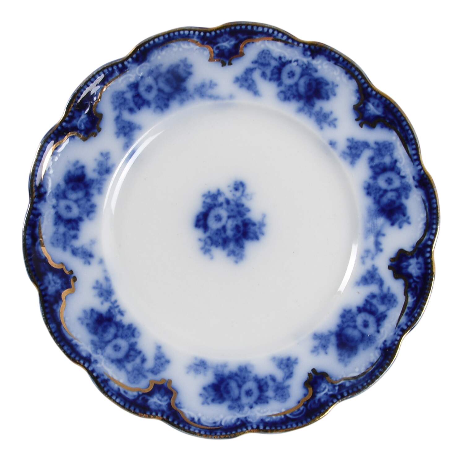 Florida (Flow Blue, Gold Trim) Bread & Butter Plate by Grindley-1