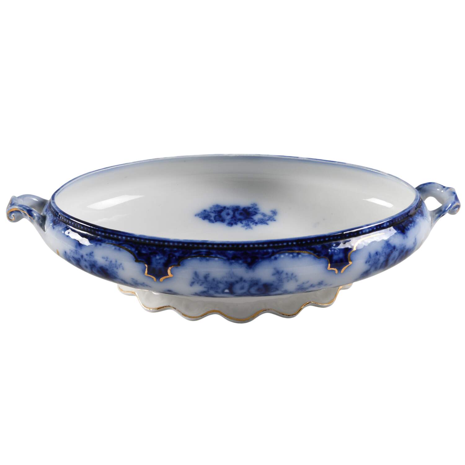 Florida (Flow Blue, Gold Trim) Oval Vegetable No Lid by Grindley-1
