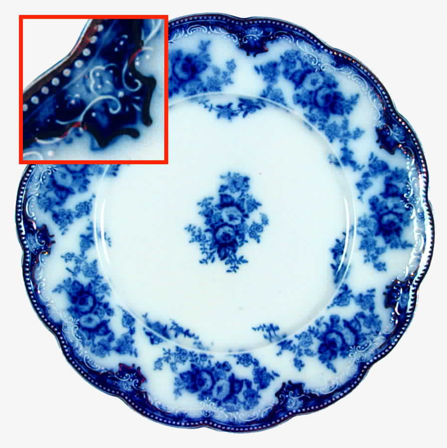 Florida (Flow Blue, Gold Trim) Dinner Plate by Grindley-1