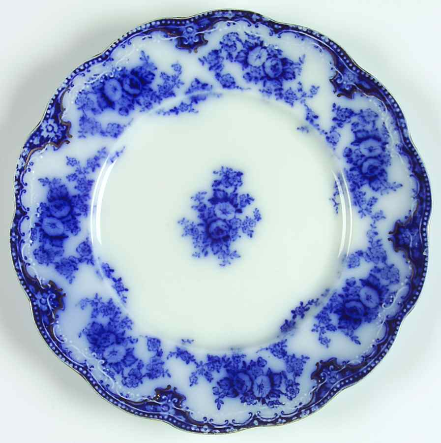 Florida (Flow Blue, Gold Trim) Salad Plate by Grindley-1