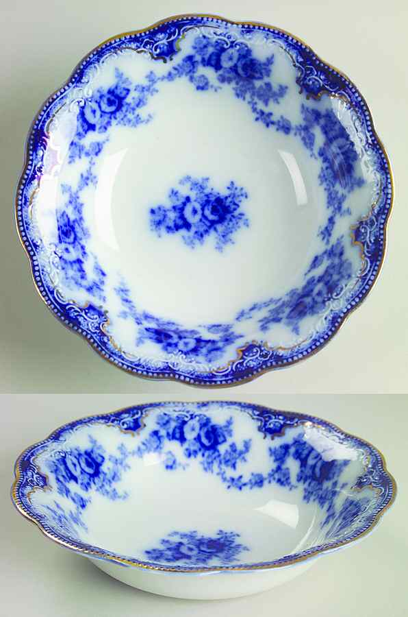 Florida (Flow Blue, Gold Trim) Coupe Cereal Bowl by Grindley-1