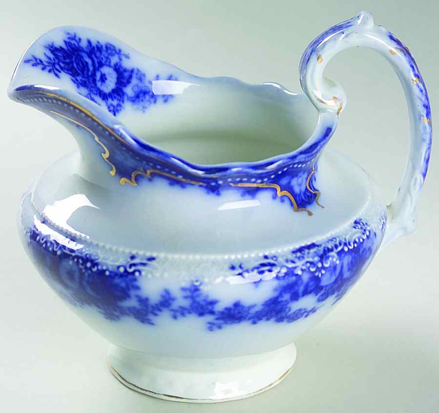 Florida (Flow Blue, Gold Trim) Creamer by Grindley-1