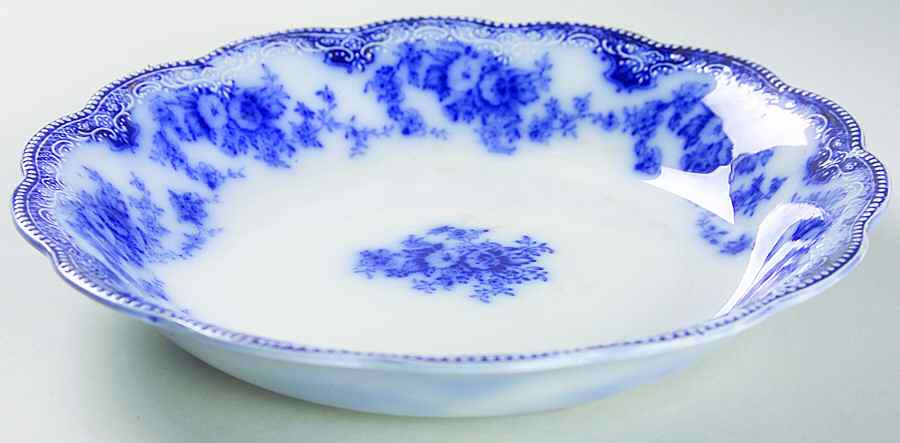 Florida (Flow Blue, Gold Trim) Coupe Soup Bowl by Grindley-1