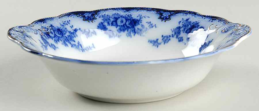 Florida (Flow Blue, Gold Trim) 9" Round Vegetable Bowl by Grindley-1