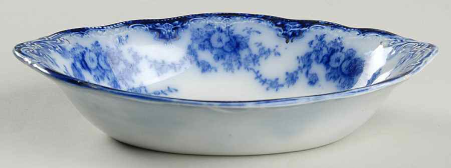 Florida (Flow Blue, Gold Trim) 9" Oval Vegetable Bowl by Grindley-1