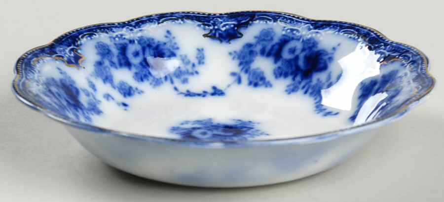 Florida (Flow Blue, Gold Trim) Fruit/Dessert (Sauce) Bowl by Grindley-1