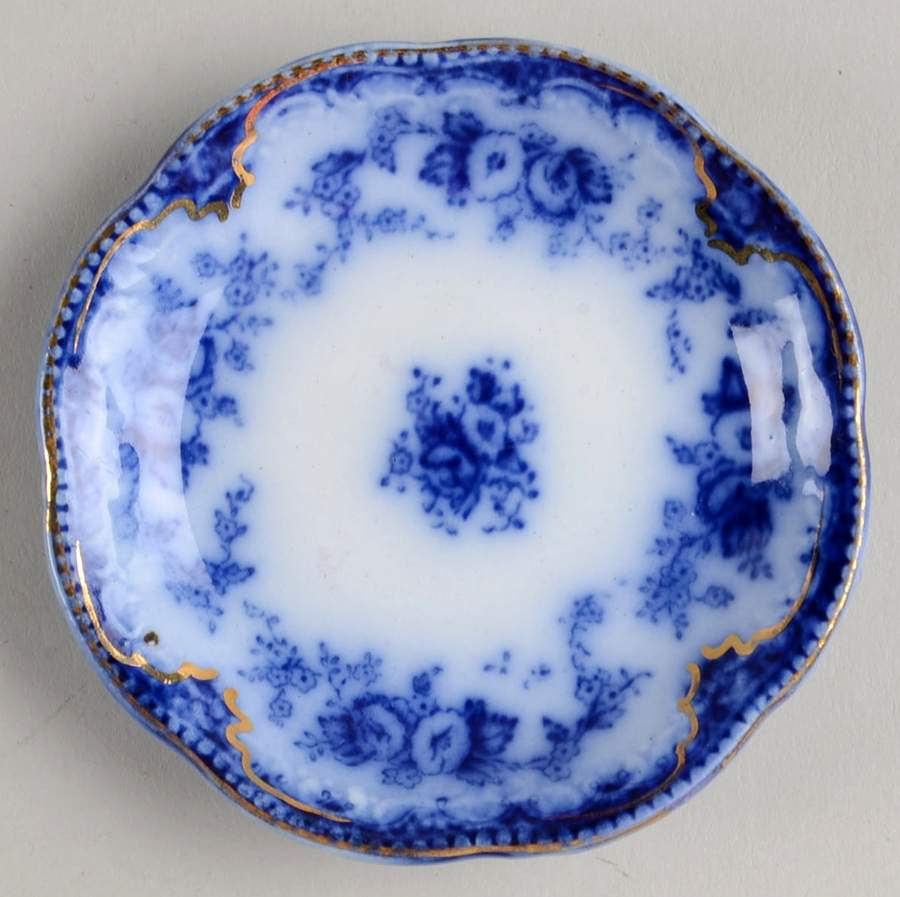 Florida (Flow Blue, Gold Trim) Butter Pat by Grindley-1