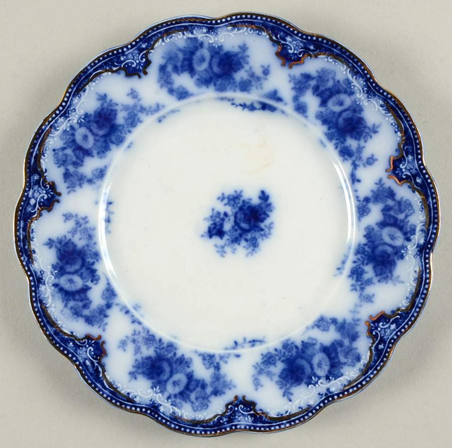 Florida (Flow Blue, Gold Trim) Dessert/Pie Plate by Grindley-1