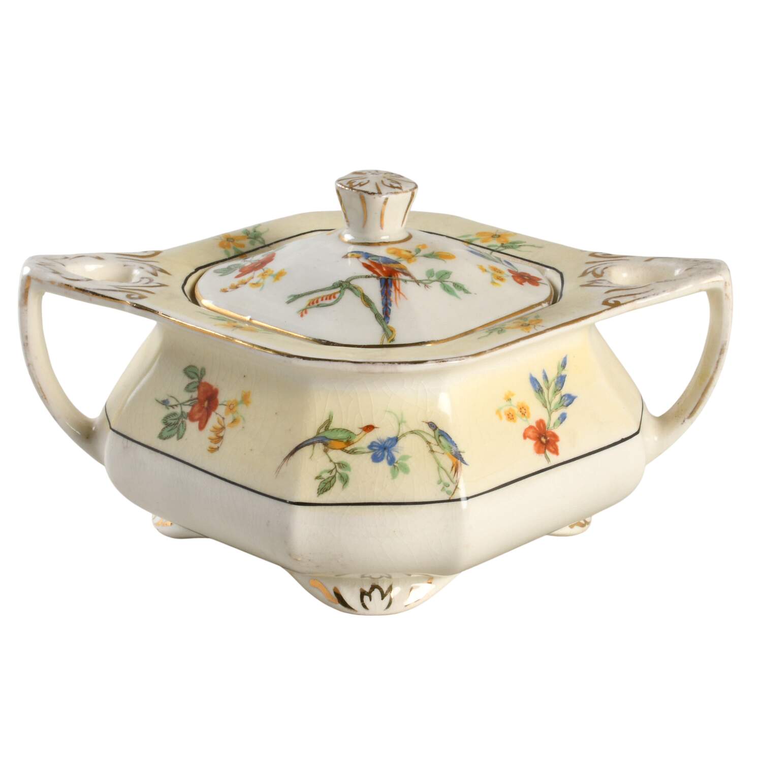 The Gay Macaw Sugar Bowl & Lid by Grindley-1