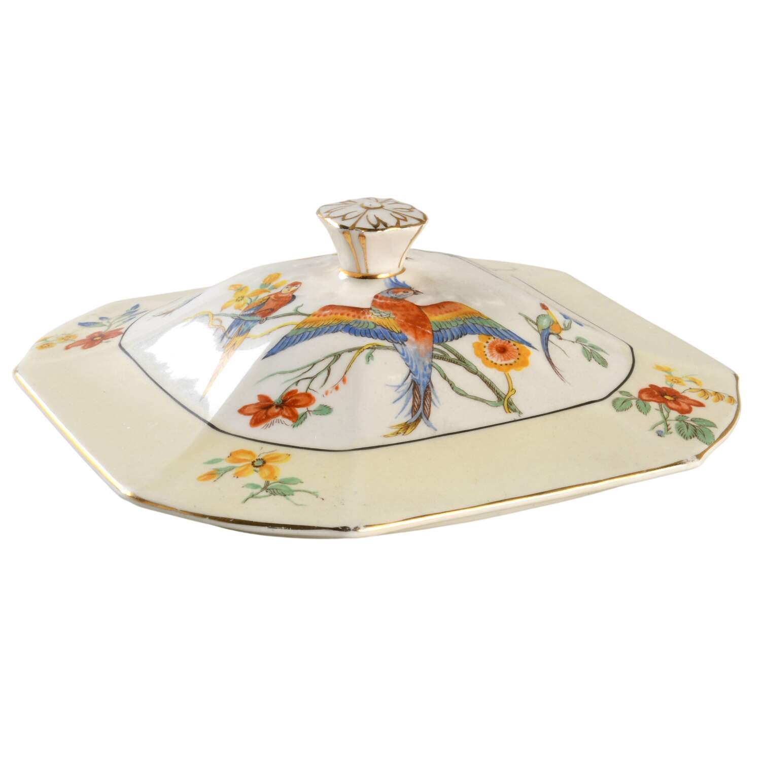 The Gay Macaw Lid for Square Vegetable by Grindley-1