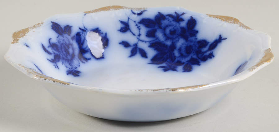 Gironde (Flow Blue, Daubs) Fruit/Dessert (Sauce) Bowl by Grindley-1