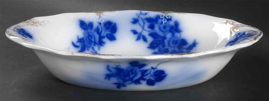 Gironde (Flow Blue, Daubs) 10" Oval Vegetable Bowl by Grindley-1