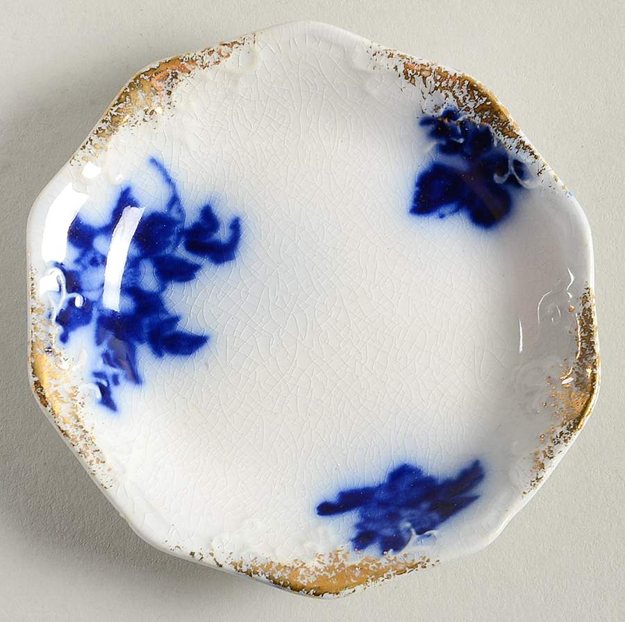 Gironde (Flow Blue, Daubs) Butter Pat by Grindley-1