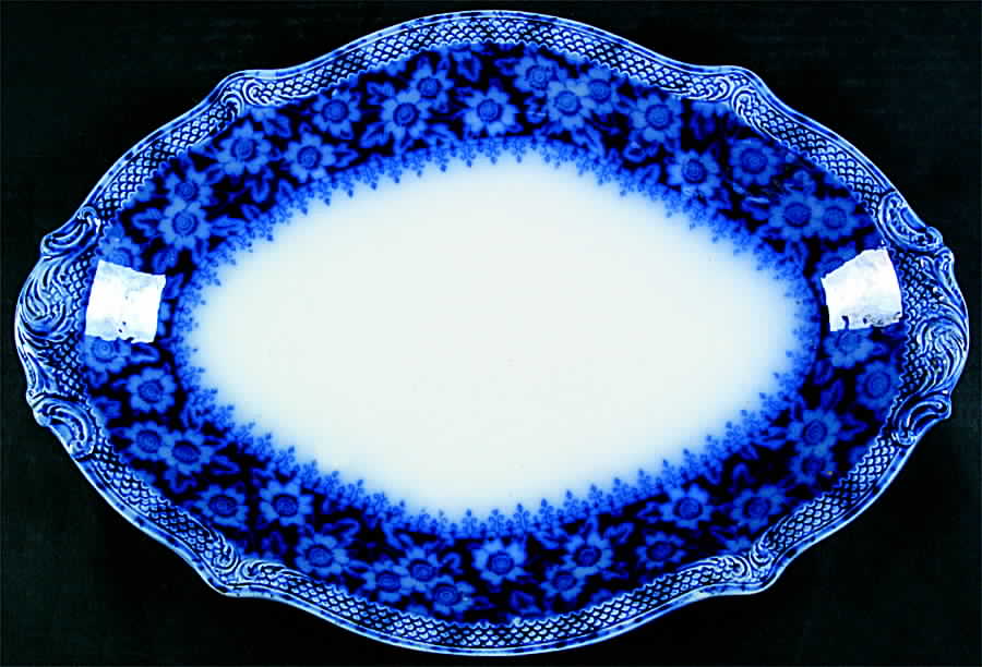 Grace (Flow Blue) 17" Oval Serving Platter by Grindley-1