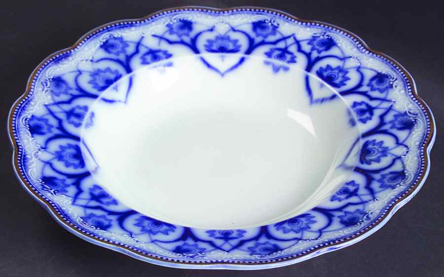 Haddon (Flow Blue) Large Rim Soup Bowl by Grindley-1