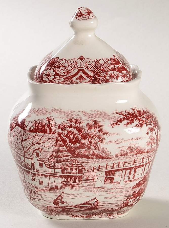 Homeland Pink Sugar Bowl & Lid by Grindley-1