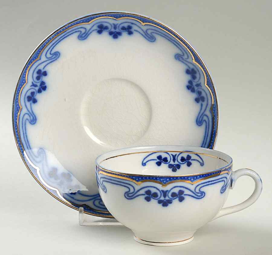 Idris (Flow Blue) Flat Cup & Saucer Set by Grindley-1