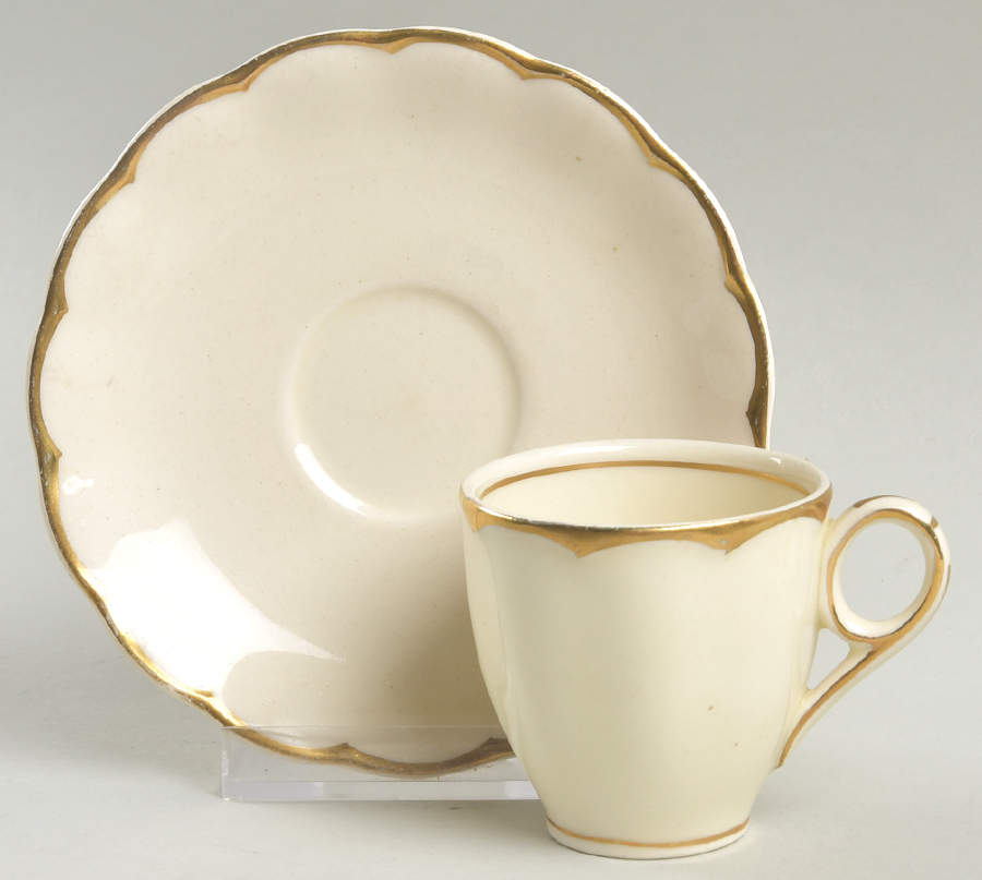 Imperial (Cream Petal) Footed Demitasse Cup & Saucer Set by Grindley-1