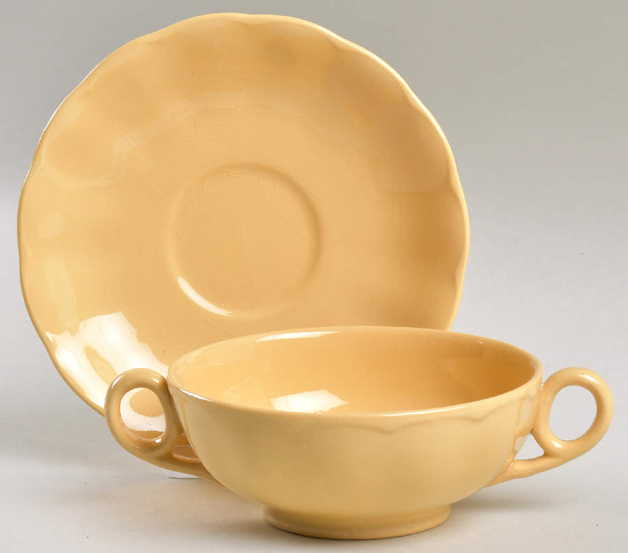 Laburnum Flat Cream Soup Bowl & Saucer Set by Grindley-1