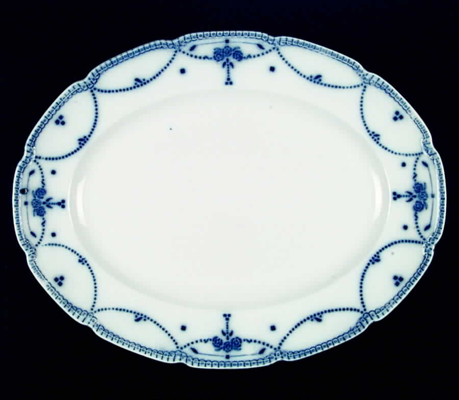 Lawrence (Flow Blue) 16" Oval Serving Platter by Grindley-1