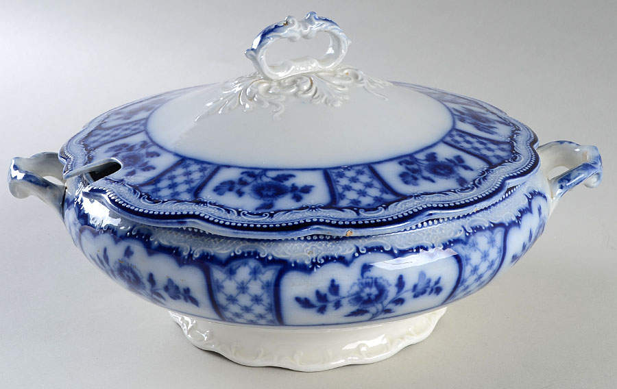 Melbourne (Flow Blue) Tureen &  Lid by Grindley-1
