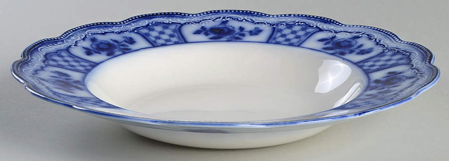 Melbourne (Flow Blue) Large Rim Soup Bowl by Grindley-1