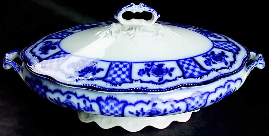 Melbourne (Flow Blue) Oval Covered Vegetable by Grindley-1