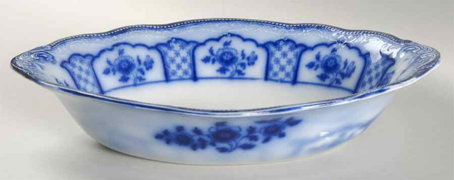 Melbourne (Flow Blue) 9" Oval Vegetable Bowl by Grindley-1