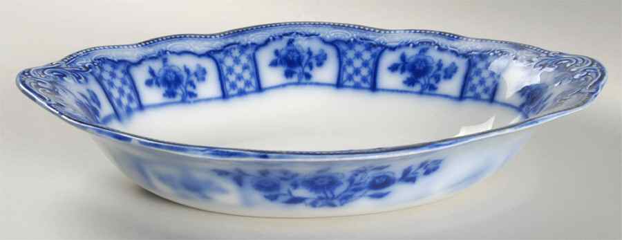 Melbourne (Flow Blue) 11" Oval Vegetable Bowl by Grindley-1