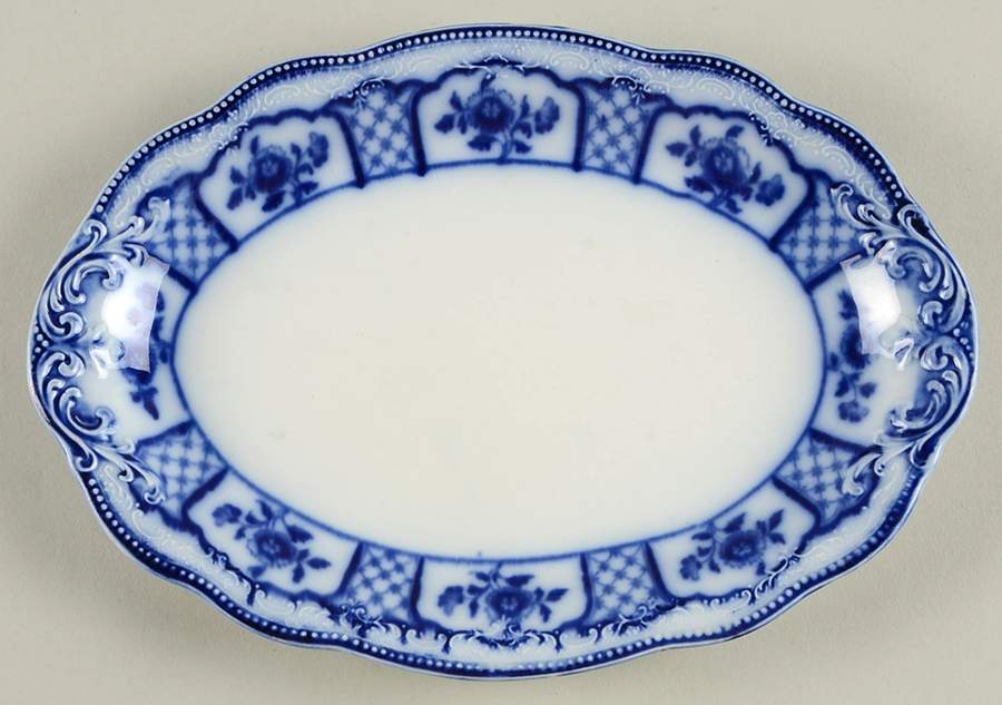 Melbourne (Flow Blue) Underplate for Sauce Boat by Grindley-1